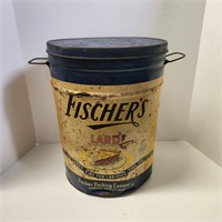Vintage Fischers Lard Metal Tin
