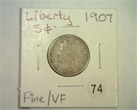 1907 LIBERTY NICKEL F/VF