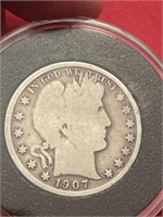 1907 Silver Barber  half dollar