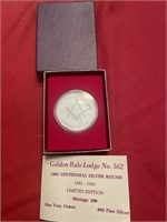 Willard Ohio 1oz Silver golden Rule lodge coin