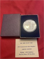 1991 1oz Silver Ohio State Fair medallion