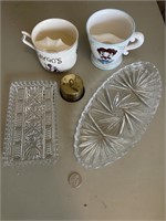 Crystal Dishes/Mustache Mugs