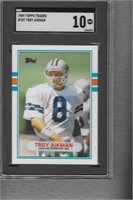 1989 Topps Traded Troy Aikman Rookie Card SGC 10