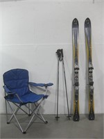 65" K2 Skis, Ski Poles & A Folding Chair