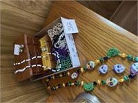 MARDI GRAS NECKLACE & EARRINGS - BEADS - MORE