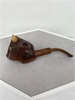 Vtg Italian Briar Carved Wood Bull Pipe