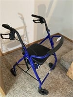 HANDICAP WALKER W/ WHEELS, BRAKES & SEAT