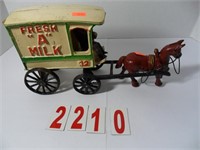 Cast Iron Horse Drawn Milk Wagon