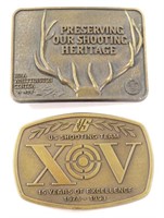 TWO BRASS BELT BUCKLES NRA & US SHOOTING TEAM
