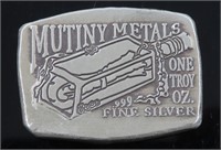 MUTINY METALS 1 OZ 999 FINE SILVER CLUB BAR