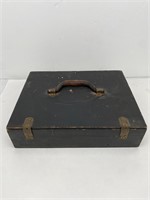 Antique Wood Compartment Storage Box w/ Tray