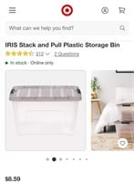 IRIS Stack and Pull Plastic Storage Bin