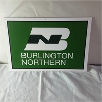 Burlington Northern metal train sign
