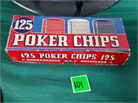 Vtg Poker Chips,Roulette&Drum Sticks