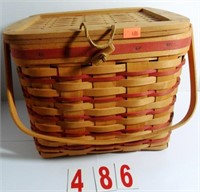 Basket with hinged woven lid and Plastic Liner