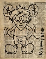 Keith Haring Drawing  1984 Newspaper