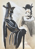 Pablo Picasso Gouache Drawing on Paper