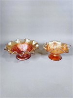 (2) Dugan Carnival Glass Bowl and Compote