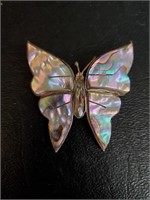 Sterling Silver Mother of Pearl Butterfly Brooch