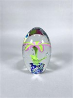 Glass Flower Paperweight Signed AY