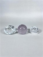 (3) Controlled Bubble Glass Paperweights