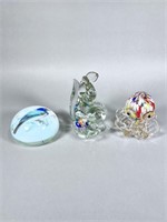 (3) Animal Themed Glass Paperweights