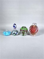 (2) Glass Bottle (2) Glass Vases Paperweights