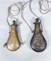 (2) Rifle Powder Flasks James Dixon and Unmarked