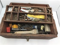 GRANDPA’S WOODEN TOOL BOX AND TOOLS