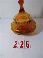 Vintage Tiarra Amber Glass Rooster Candy Bowl