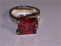 RUBY REDDISH STONE RING (RED w A HINT OF ORANGE (P