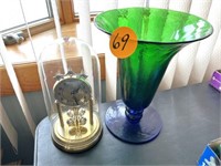 Battery Dome Clock & Green Vase