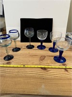 Blue Glass Wine Glass and Goblets