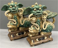 Chinese Pottery Foo Dogs Figures