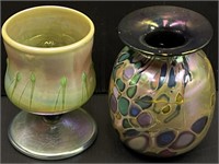 2 Studio Art Glass Vases Signed