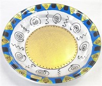 Enamel Painted Art Glass Bowl Signed Kay Young