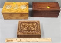 Wood Boxes; Marquetry & Anchor Inlaid