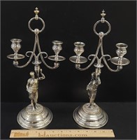 Pair Figural Silverplate Candlesticks