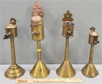 Antique Brass Betty Fat Lamps Lot Collection