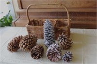 Large Pine Cones & Basket