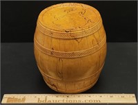 Treenware Turned Wood Barrel Form Covered Box
