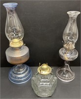 3 Glass Kerosene Oil Lamps incl Eagle
