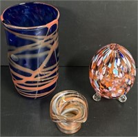 Art Glass Incense Burner Top Hat & Vase Signed