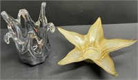Art Glass Swirl Vase & Starfish Dish