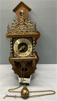 Brass & Wood Hanging Wall Clock