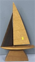 Wood Sailboat Sculpture Exotic Woods Artist Signed