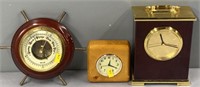 Wood Clocks & Barometer Lot Collection