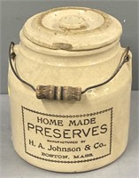 Johnson Boston MA Advertising Stoneware Crock