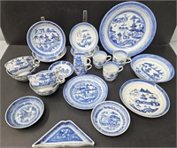 Chinese Export Canton Blue & White Porcelain Lot