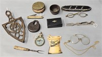 Antique Snuff Box; Eyeglasses & Lot Collection
